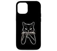 Custodia per iPhone 12/12 Pro Gatto che suona armonica blues musica