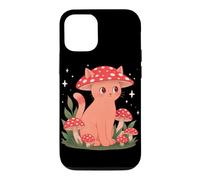 Custodia per iPhone 12/12 Pro Gatto fungo cappello Cottagecore Estetica Goblincore Garden