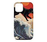 Custodia per iPhone 12/12 Pro Gatto giapponese che cammina sopra la grande onda Hokusai