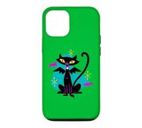 Custodia per iPhone 12/12 Pro Gatto nero vampiro retrò Atomic Age Mid-Century con ali di pipistrello
