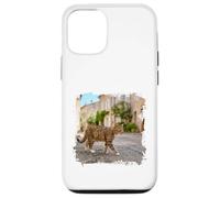 Custodia per iPhone 12/12 Pro Gatto soriano che cammina tranquilla scena di strada europea