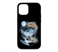Custodia per iPhone 12/12 Pro Gecko leopardo che ulula alla luna anni '90 retrò