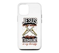 Custodia per iPhone 12/12 Pro Gesù è il mio salvatore che gioca al trombone è la mia terapia
