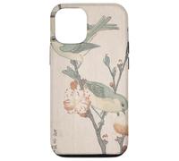 Custodia per iPhone 12/12 Pro Giapponese Art Birds Occhi bianchi su un ramo di pesco