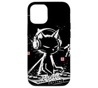 Custodia per iPhone 12/12 Pro Giradischi in vinile vintage calligrafico DJ Cat arte giapponese