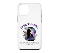 Custodia per iPhone 12/12 Pro Give Thanks Bibbia Verse Christian Pretty Garden Cat