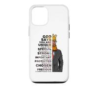 Custodia per iPhone 12/12 Pro God Says You Are Unique Black Men King Dad Nonno Padre
