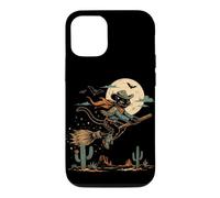 Custodia per iPhone 12/12 Pro Halloween strega gatto cowboy deserto luna scopa