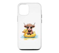 Custodia per iPhone 12/12 Pro Highland Mucca Anatra Pool Float Estate Nuoto