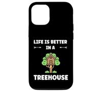 Custodia per iPhone 12/12 Pro Home Nature tree house quote life better in a treehouse