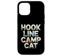 Custodia per iPhone 12/12 Pro Hook Line Camp Cat Funny Camping Pesca