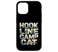 Custodia per iPhone 12/12 Pro Hook Line Camp Cat Funny Camping Pesca