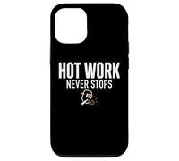 Custodia per iPhone 12/12 Pro Hot Work Never Stops Welder Welding Blue Collar Job Work