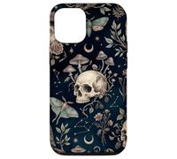 Custodia per iPhone 12/12 Pro Illustrazione botanica della falena del gufo del cranio celeste mistico scuro