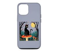 Custodia per iPhone 12/12 Pro Illustrazione di Halloween Familiar Black-Cat E funghi velenosi