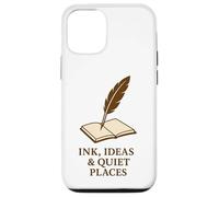 Custodia per iPhone 12/12 Pro Inchiostro, idee e luoghi tranquilli - Libro penna d'oca