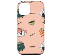 Custodia per iPhone 12/12 Pro Kawai Pattern Carino Sushi Maki Salsa di Soia Onigiri Giappone Divertente