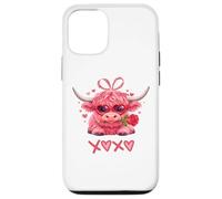 Custodia per iPhone 12/12 Pro Kawaii Highland Mucca Cuore Occhiali da sole Valentine Cute Animal
