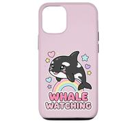 Custodia per iPhone 12/12 Pro Kawaii Orca Rainbow Whale Guardando Chibi Whale Girls
