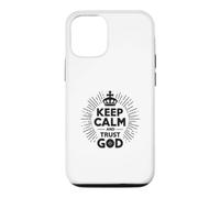 Custodia per iPhone 12/12 Pro Keep Calm and Trust God Messaggio cristiano ispiratore
