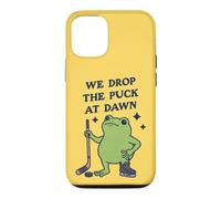Custodia per iPhone 12/12 Pro Lasciamo cadere il disco all'alba Funny Hockey Frog