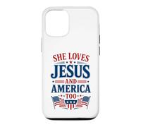 Custodia per iPhone 12/12 Pro Lei ama Gesù e anche l"America 4 luglio USA