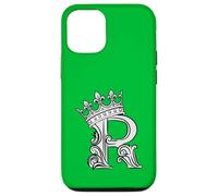 Custodia per iPhone 12/12 Pro Lettera R Iniziale + Corona Kelly Verde