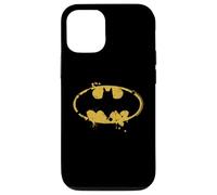 Custodia per iPhone 12/12 Pro Logo Batman Splash Emblema Graffiti Giallo su Nero