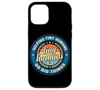 Custodia per iPhone 12/12 Pro Logo vintage con scritta "Helping Tiny Humans Do Big Things Teacher"