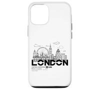 Custodia per iPhone 12/12 Pro London Sketch Drawing Skyline, I Love London, Enjoy London