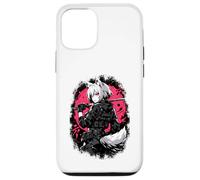 Custodia per iPhone 12/12 Pro Lupo Anime Girl Samurai Katana Rosa Nero Design Estetico