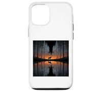 Custodia per iPhone 12/12 Pro lupo, silhouette, lago, riflessione, su, il, lago
