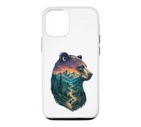 Custodia per iPhone 12/12 Pro Majestic Bear Mountain River Wildlife Escursionisti a doppia esposizione
