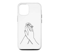 Custodia per iPhone 12/12 Pro Mani di disegno a una linea: tocco nel contorno
