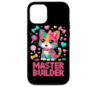 Custodia per iPhone 12/12 Pro Master Builder Cat Lover Building Bricks Blocks Kids Girls