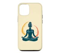Custodia per iPhone 12/12 Pro meditare, donna, in, loto, posa, yoga, arte