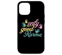 Custodia per iPhone 12/12 Pro Mindful Living Only Good Karma Handprint Citazione