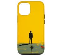 Custodia per iPhone 12/12 Pro Minimal Yellow Horizon Figura Solitaria Astratta Paesaggio Arte