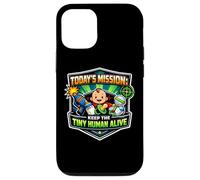 Custodia per iPhone 12/12 Pro Missione Keep Tiny Human Alive Divertente Nuovo Genitore Mamma Papà Bambino