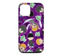 Custodia per iPhone 12/12 Pro Mob Psycho 100 Repeating Chibi Characters on Purple Anime