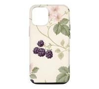Custodia per iPhone 12/12 Pro Modello Cottagecore del fiore rosa del rovo della mora