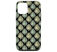 Custodia per iPhone 12/12 Pro Motivo botanico vegetale mediterraneo in nero e verde