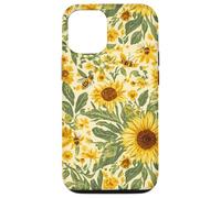 Custodia per iPhone 12/12 Pro Motivo giardino girasole con api, design rustico floreale ape