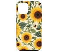 Custodia per iPhone 12/12 Pro Motivo giardino girasole con api, design rustico floreale ape