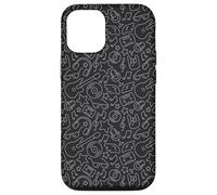 Custodia per iPhone 12/12 Pro Music Doodle Cover per telefono | Modello Minimal Estetica Scuro