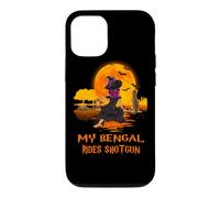 Custodia per iPhone 12/12 Pro My Bengal Rides Shotgun Cat and Witch Halloween Costume