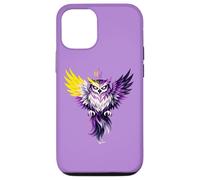 Custodia per iPhone 12/12 Pro Nonbinary Owl Bird Enby NB Pride Flag Colors Tattoo Style