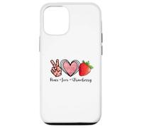 Custodia per iPhone 12/12 Pro Peace Love Strawberry Shirts Farmer Fragole Amante Frutta