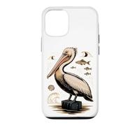 Custodia per iPhone 12/12 Pro Pelican Linocut Block Print Sea Bird Art