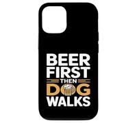 Custodia per iPhone 12/12 Pro Prima la birra e poi il cane cammina Funny Beer Dog